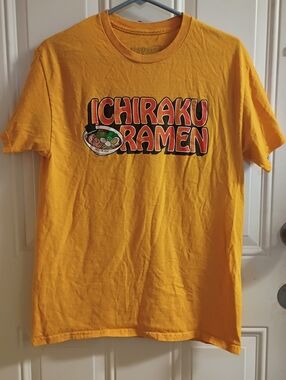 2/$10 Naurto Anime Ramen Men's Yellow Graphic T-Shirt Medium